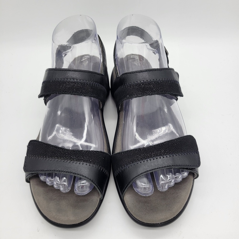 SAS Nudu Black Leather Comfort Walking Sandals Womens 7 M Made in USA 2623481